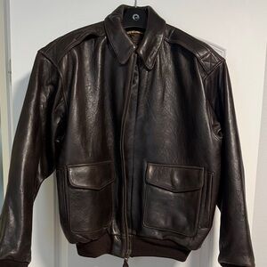 Men's Dark Brown Leather Bomber Jacket